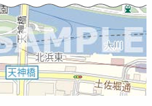 無料会員が取得した地図。SAMPLEの文字が入る