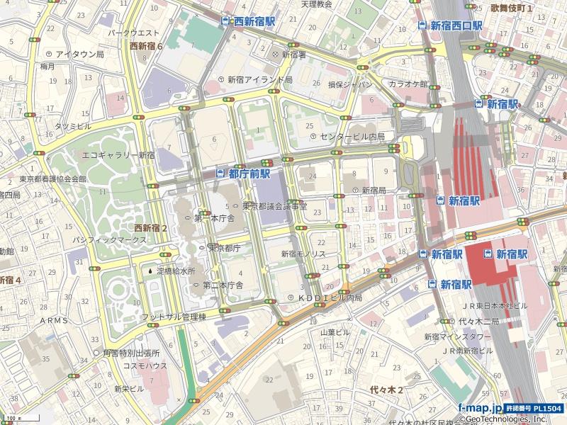 西新宿周辺の通常地図（JPG）